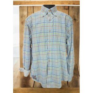 Robert‎ Graham Plaid Button-Up Shirt Large Embroidered Contrast Details